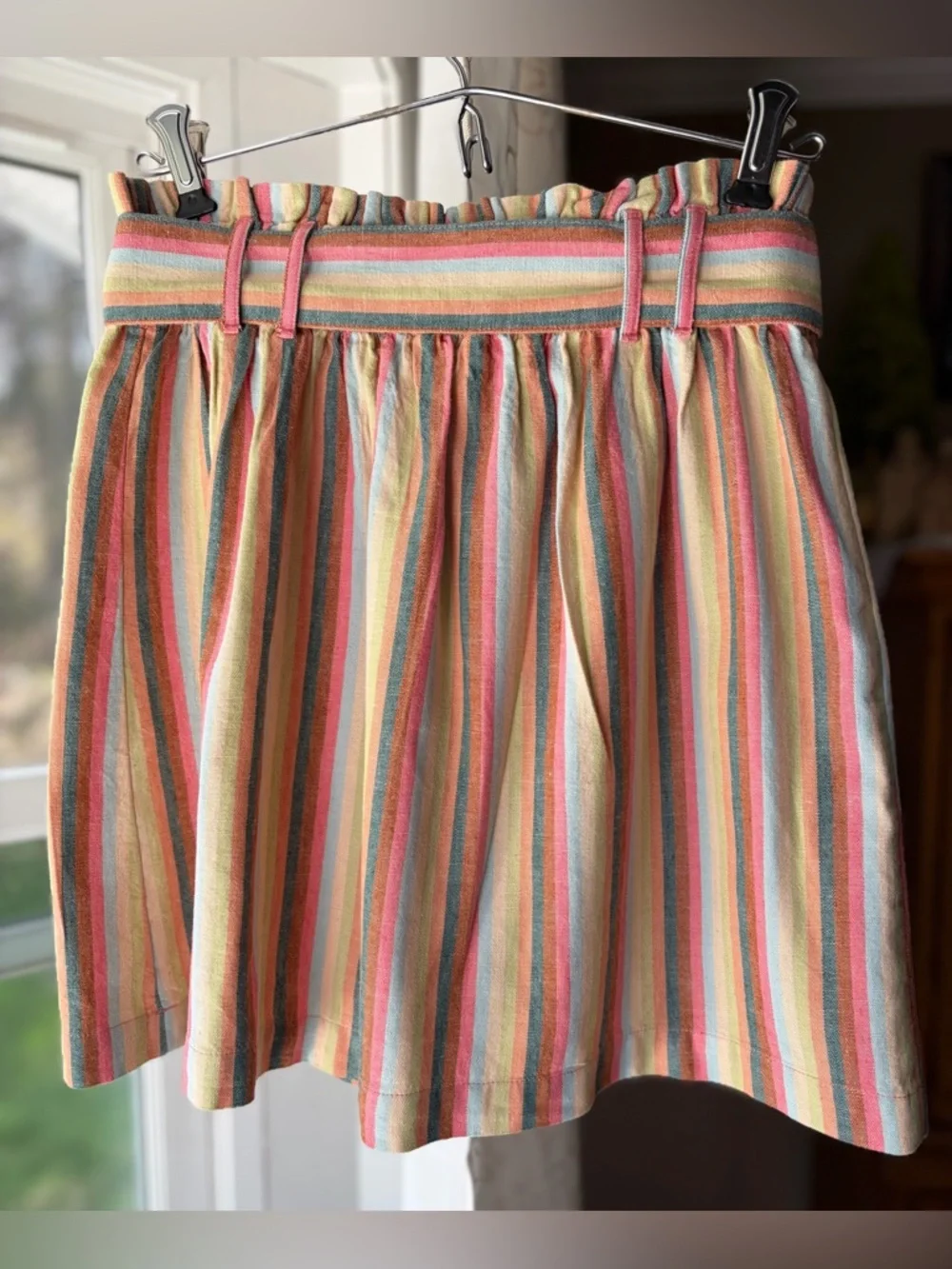 NWT American Eagle Multicolor Striped Tie-Waist Cotton Skirt Sz S Girly Preppy